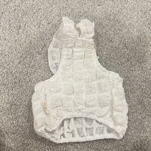 XS dog White Textured Sleeveless Top